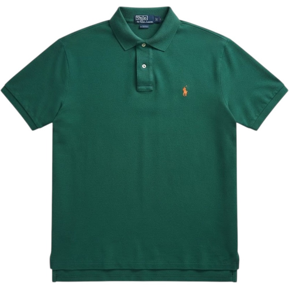 Polo Ralph Lauren Mens 3XB Big Green Short Sleeve Pique Polo Shirt Orange Pony